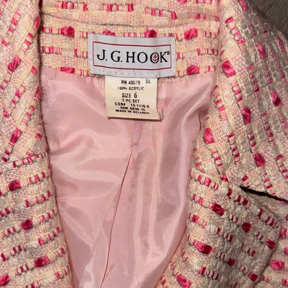 Vintage Tweed J. G. Hook Shade of Pink Blazer Size 6 - Picture 2 of 7